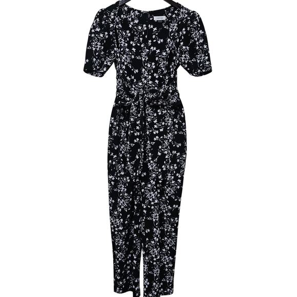 Calvin Klein Pants - Calvin Klein Floral Monochrome Cottagecore Tie Waist Jumpsuit Size 7